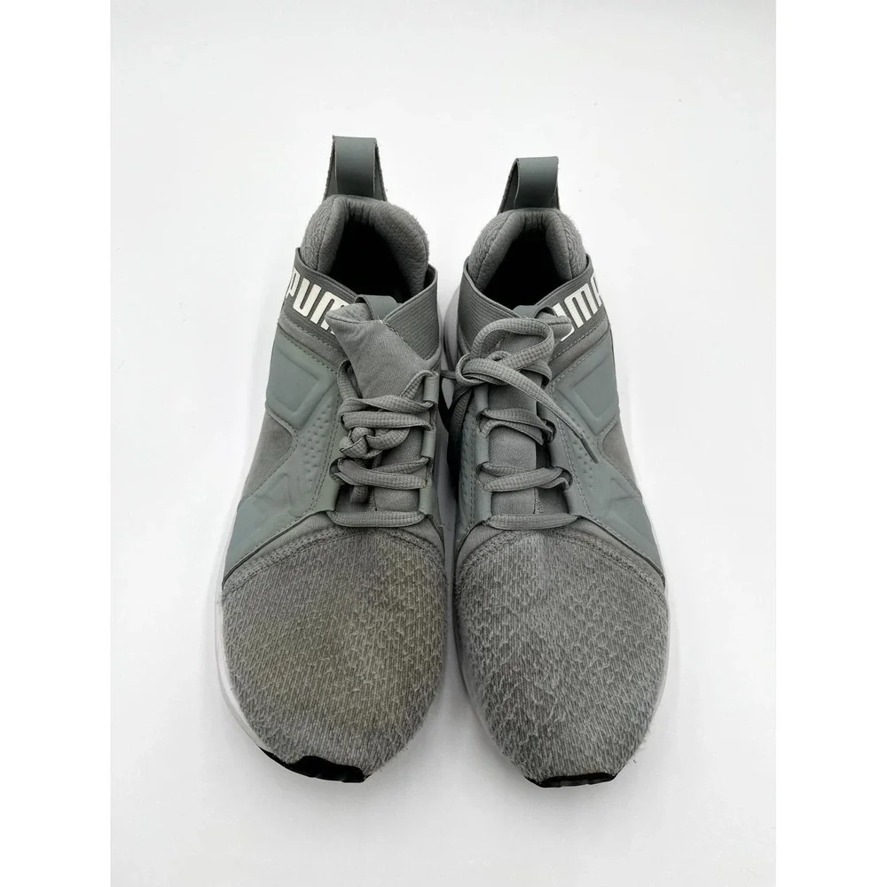 Puma Enzo Mens 6.5‎ C Running Shoes Gray White Knit Low Top Athletic Sneaker